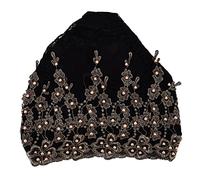 Winf Fashion Head Wrap retrò ricamato per perline per perline Turban per l'abbigliamento quotidiano (Nero)