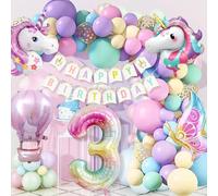 WINFLUENCE Decorazione di Compleanno Unicorno, Decorazione Unicorno Festa Compleanno 3 anni,Kit Compleanno Bambina Unicorno Addobbi per 3 Anni Ragazze