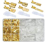 Winfred 480 terminali per cavi a spina piatta maschio e femmina, connettori per cavi, terminali per cavi con manicotto isolante, 2,8 mm, 4,8 mm, 6,3 mm (dorato)