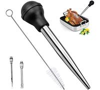 Winfred Pipetta per Tacchino da Cucina, Siringa da Cucina per Carne e Tacchino, Tubo della Pompa di aspirazione per Salsa in Acciaio Inossidabile con Spazzola per la Pulizia