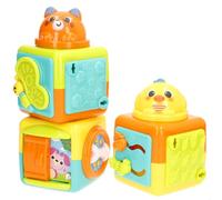 winfun Cubi impilabili Animali, 3 Pezzi, Colori vivaci, Attività interattive, Textures, Blocchi costruzione bambini, Incassabili, Giocattolo sensoriale, +3 Mesi (39363)