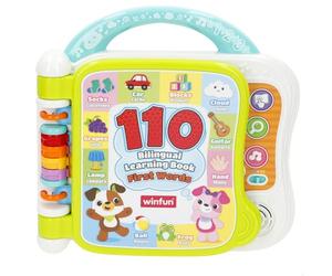 winfun Libro di apprendimento bilingue, Spagnolo e Inglese, 11 Pagine Colorate, 3 modalità di Gioco, 10 categorie, Suoni e Melodie, Maniglia di Presa, Libri educativi, Giocattoli Bambini +12 Mesi