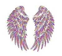 Wing Pattern Fabric Patches - 1 Pair Sequined Embroidered Applique | Iron On Or Sew On Decorative Badge | Angel Wing Patches - DIY Craft For Clothing Jeans T-Shirts Jackets