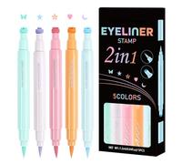 Winged Eyeliner Stamp, Long-Lasting Eyeliner Set, Quick-Drying Eye Makeup, Colorful Winged Eyeliners, Double Ended Eye Makeup Pen, Festival Makeup Eyeliner, Star Moon Heart Eyeliner, 5 Eyeliner Se