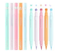 Winged Eyeliner Stamp Set Colorful Quick-Drying Eye Liners, Star Moon Heart Flower Designs, 5 pezzi Double Ended 2 in 1 penna, ideale per il trucco del festival, multicolore