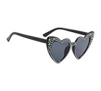 Winged Frame Sunglasses - Rhinestone Heart Specs, Retro sparkles Shades