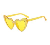 Winged Frame Sunglasses - Rhinestone Heart Specs, Retro sparkles Shades