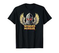 Winged Hussar - Casco e ali con fessure per gli occhi luminosi rossi Maglietta