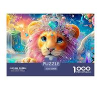 Winged Lion Cub with Crown, Flowers And Crystals Puzzle Da 1000 Pezzi Lion Ideale Per Il Piacere Familiare, Adulti E Bambini 52x38cm/1000pcs