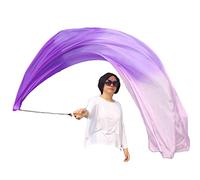 Winged Sirenny 1 Pezzo 230cm Fluido Bellissimo Velo Poi di Seta per Danza del Ventre, Dipinto a Mano Vera Seta Naturale con Catena in Acciaio (Gradazione Viola)
