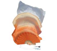 Winged Sirenny 150cm Ventagli-Poi in Seta per Danza del ventre, Flusso di Seta e Performance Artistica, Coppia di Fan Pois con Cordino Amovibile (arancione sfumato)