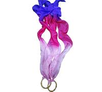 Winged Sirenny 2 Anelli da Polso con Nastri di Seta per Danza e Gioco | Seta naturale leggera dipinta a mano, 3 nastri da 80 cm, anello in bambù da 9 cm, colori vivaci e movimento fluido. 2 pezzi.