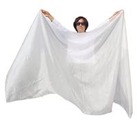 Winged Sirenny 270 x 135 cm Velo Grande in Vera Seta per Danza Araba, Accessorio Traslucido per Danza Del Ventre, white