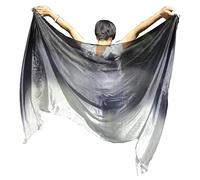 Winged Sirenny Velo da Danza Del Ventre in Seta, nero sfumato