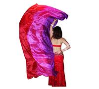 Winged Sirenny Velo in Seta per Danza Orientale, Tribale e Fusione, 3 Colori a Sfumatura Manuale, Leggero e Fluido per Performance Artistiche, Festivals e Workshop, viola/rosa/rosso