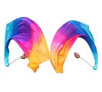 Winged Sirenny Velo Seta Poi Danza del Ventre Rettangolare, Palla e Nastro per Tribal Fusion, Flow Arts, Spettacoli e Festival, 180 cm, Catena Acciaio Inossidabile (Turchese-Blu-Viola-Rosa-Arancione)