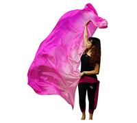 Winged Sirenny Velo Seta Rettangolare, Gradiente Colore, Sciarpa Leggera e Fluida per Danza del Ventre, Spettacoli, Danza Tribale, Fusion, Laboratori Coreografici e Festival Musicali, rosa