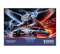 Winged Tiger Car 1000 Pezzi Puzzle Premium Fiery Wild Power Puzzle Per Adulti Cartone Robusto - Puzzle Coppia Ultra Difficile, Top Valutato, Attività Perfetta in Casa 38x26cm/1000pcs