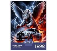 Winged Tiger Car 1000 Pezzi Puzzle Premium Fiery Wild Power Puzzle Per Adulti Cartone Robusto - Puzzle Coppia Ultra Difficile, Top Valutato, Attività Perfetta in Casa 70x50cm/1000pcs