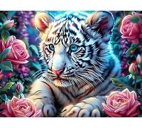Winged White Tiger Puzzle 300 Pezzi Per Adulti Esperti Magical Cosmic Creatures Cartone Di Alta Qualità Difficoltà Estrema Senza Sbavature Per Hobby E Passatempo Con Colla Inclusa 300 PCS/40x28cm