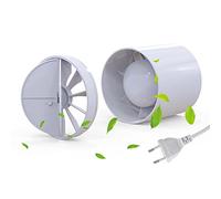 WingFly 100 mm Estrattore Assiale, Ventilatore Tubolare con Valvola di Ritiro e Spina Europea, Molto Silenzioso, Basso Consumo, per Bagno, WC, Cucina, Ufficio,Tenda, Serra,Garage