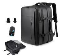 WingFly Zaino sottovuoto, bagaglio a mano, aeroplano, airbag, con sistema di vuoto, da viaggio, 45 x 30 x 22 cm, da donna, con pompa, impermeabile, da uomo, Nero