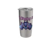 Winging it, pipistrello, illustrazione, viola, pipistrelli Bicchiere termico in acciaio inox doppia parete