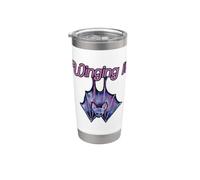 Winging it, pipistrello, illustrazione, viola, pipistrelli Bicchiere termico in acciaio inox doppia parete