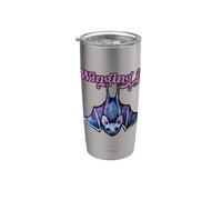 Winging it, pipistrello, illustrazione, viola, pipistrelli Bicchiere termico in acciaio inox doppia parete