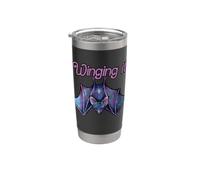 Winging it, pipistrello, illustrazione, viola, pipistrelli Bicchiere termico in acciaio inox doppia parete