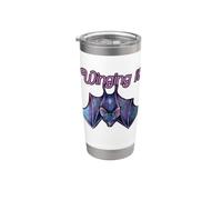 Winging it, pipistrello, illustrazione, viola, pipistrelli Bicchiere termico in acciaio inox doppia parete