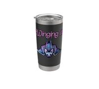 Winging it, pipistrello, illustrazione, viola, pipistrelli Bicchiere termico in acciaio inox doppia parete