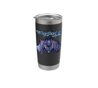 Winging it, pipistrello, illustrazione, viola, pipistrelli Bicchiere termico in acciaio inox doppia parete