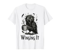 Winging It - Retro Unhinged Angry Black Crow Bere caffè Maglietta