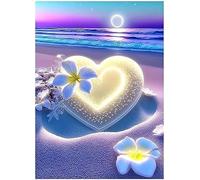 Wingkin Kit punto croce per adulti cuore da spiaggia fai da te punto croce stampa complementi arredo casa ricamo artistico ricamo (11CT tela prestampata) 40x50cm