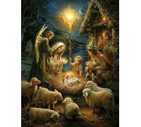Wingkin Kit punto croce per adulti Natività fai da te punto croce stampa complementi arredo casa ricamo artistico ricamo (11CT tela prestampata) 40x50cm