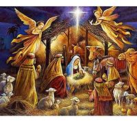 Wingkin Kit punto croce per adulti presepe di natale di gesù fai da te punto croce stampa complementi arredo casa ricamo artistico ricamo (11CT tela prestampata) 40x50cm