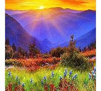 Wingkin Kit punto croce per adulti tramonto vista montagna fai da te punto croce stampa complementi arredo casa ricamo artistico ricamo (11CT tela prestampata) 40x50cm