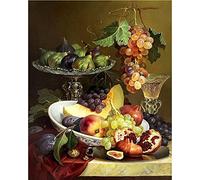 Wingkin Kit punto croce per adulti Vassoio di frutta dei fiori fai da te punto croce stampa complementi arredo casa ricamo artistico ricamo (11CT tela prestampata) 40x50cm