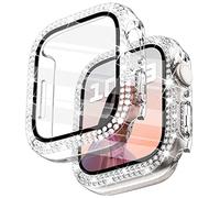 WINGLE Compatibile con Apple Watch Screen Protector 40 mm SE 3 2 1/Series 6 5 4, donne brillante diamante copertura con protezione dello schermo in vetro temperato per Apple Watch Case 40 mm