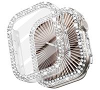 WINGLE Compatibile con Apple Watch Screen Protector 42 Series 10, da donna lucido diamante copertura con protezione dello schermo in vetro temperato per iWatch Protector Case 42 mm Series 10,