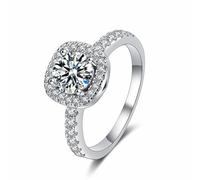 Winglove ✦ Regalo di San Valentino Moissanite Anelli in argento 925 da donna 0,5ct/1ct/2ct/3ct Classico anello quadrato moissanite diamante, VVS1 purezza D colore,Regali per donne., 59(19), Argento