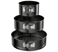 WinGluge 3 Pezzi Tortiera Apribile, 12/18/22cm Teglia da Forno Rotonda, Teglia per Torte, Rivestimento Antiaderente Teglie per Dolci con Fondo Rimovibile, Cake Pan Set, per Torte, Quiche