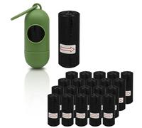 WinGluge 300 Pezzi Sacchetti Cane Cacca con Dispenser e Clip, Bustine Cane Extra Spessi a Prova di Perdite, Sacchettini per Cani Fatti da Amido di Mais Biodegradabili (15 Rotoli) Raccogli Feci Nero