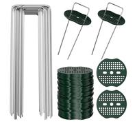 WinGluge 50 Pezzi Picchetti Telo Pacciamatura con 20 Rondelle, Picchetti Giardino, Picchetti in Acciaio Zincato, Picchetti a U in Acciaio, Ancoraggi a Terra, per Il Giardinaggio, Erba Artificiale