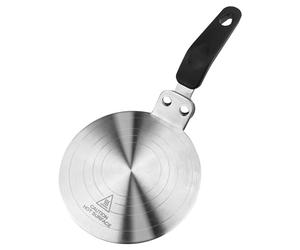 WinGluge Adattatore Induzione 13cm, Piastra di Diffusione di Calore Con Manico Rivestito, Disco Convertitore per Piastra di Cottura, Piattello in Acciaio Inossidabile Argento