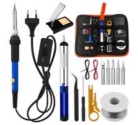 WinGluge Saldatore a Stagno Kit, 60W Saldatore Kit, Saldatore Elettrico Temperatura Regolabile 200-450℃, con Interruttore ON/OFF, 5 Punte di Saldatura, per Manutenzione Domestica, Fai da te