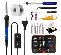 WinGluge Saldatore a Stagno Kit, 60W Saldatore Kit, Saldatura Elettrico Temperatura Regolabile 200-450℃, con Interruttore ON/OFF, 5 Punte di Saldatura, per Manutenzione Domestica, Fai da te