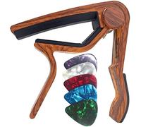 WINGO Capotastos per Chitarra Cambio Rapido Alloy Capo Per Chitarra Acustica Elettrica Bass Ukulele con 5 Plettri, Colore Palissandro.