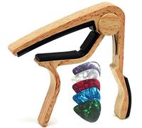 WINGO Chitarra Capotasto Per 6 Corde Chitarra Acustica Elettrica Bass Ukulelea con 5 Plettri, Colore Asaki Palissandro